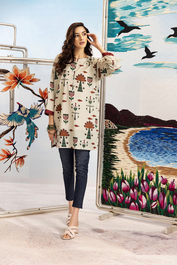 FS22-37-Round Neck Printed Tunic