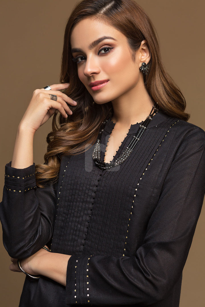 KF-539 Black Dyed Stitched Formal Shirt ƒ?? 1PC - Nishat Linen UAE