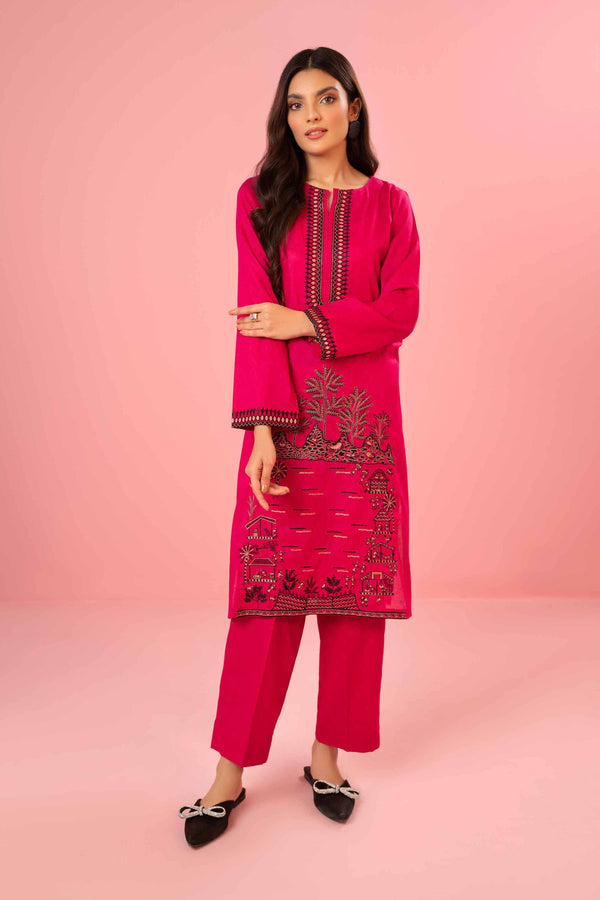 2 Piece - Printed Embroidered Suit - PDE23-16