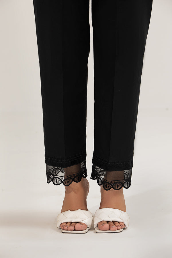 PE21-10-Straight Embroidered Trouser With Organza & Scallop Detail