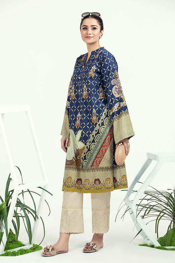 PE21-37-Embroidery & Button Detailing Classic Printed Stitched Shirt-1PC