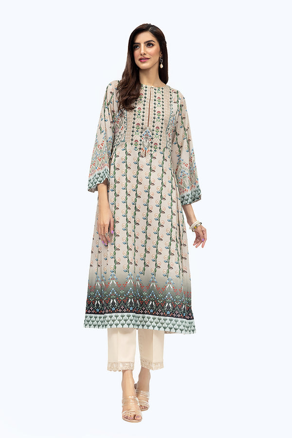 PE22-40-Yoke Detailing Printed Long Shirt 1PC