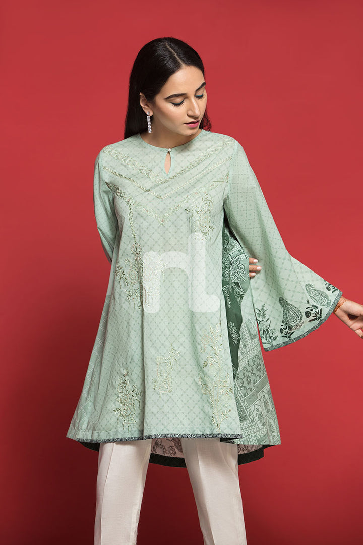 PPE19-30 Green Digital Printed Embroidered Stitched Lawn Shirt - 1PC - Nishat Linen UAE