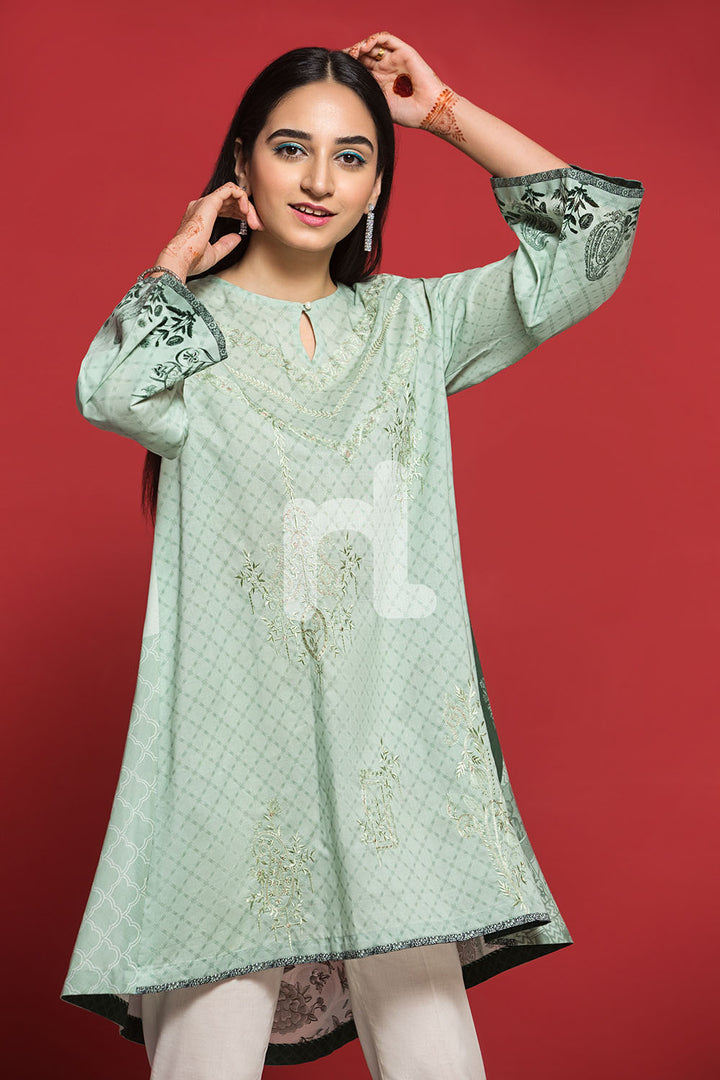 PPE19-30 Green Digital Printed Embroidered Stitched Lawn Shirt - 1PC - Nishat Linen UAE