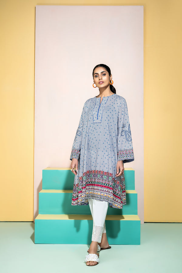 PS20-212-Self Embroidered & Ethnic Border Shirt-1PC