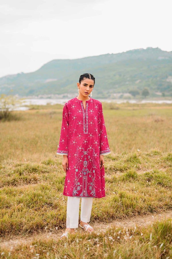 Printed Embroidered Kurta - PS23-148