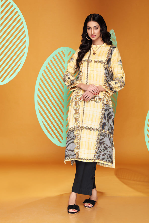 PW20-110 Embroidered Printed Stitched Khaddar Shirt-1PC