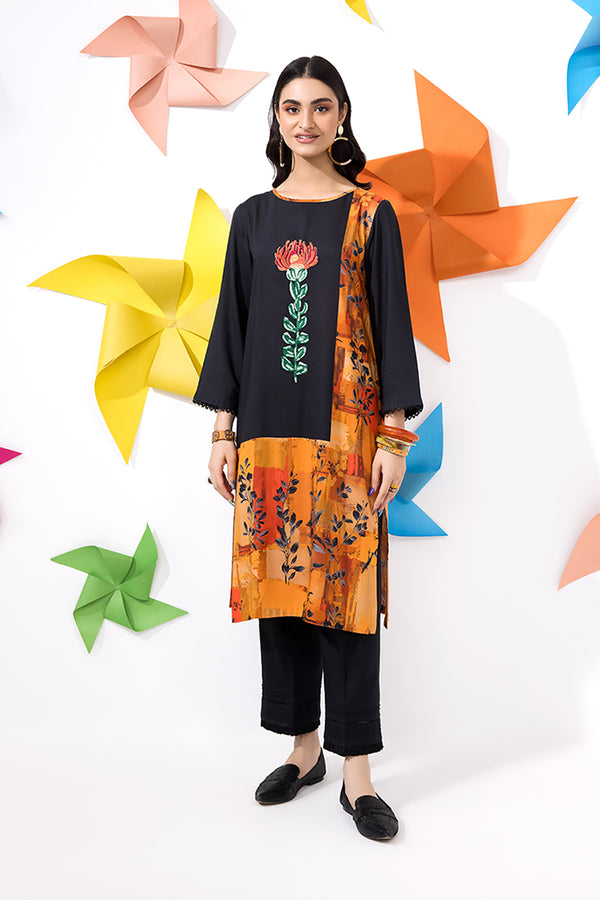 PW22-208-Printed Embroidered Shirt 1PC