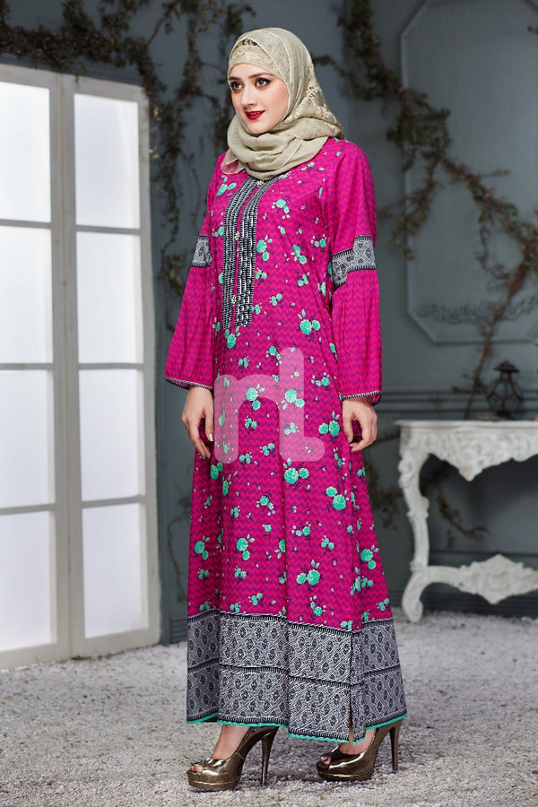 DS18-109 Blue Embroidered Stitched Lawn Jalabiya - Nishat Linen UAE