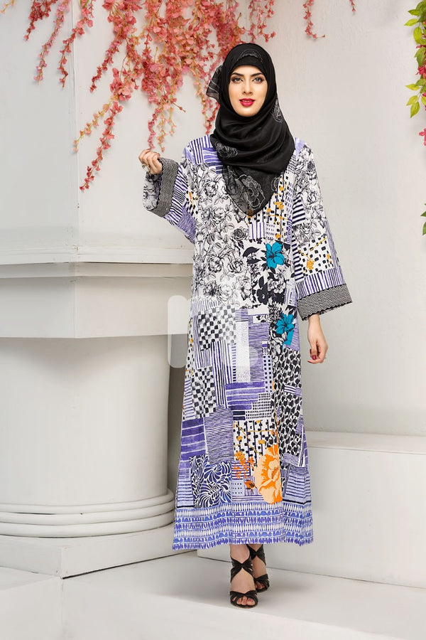 DS18-87 Digital Printed Stitched Jalabiya - 1PC - Nishat Linen UAE