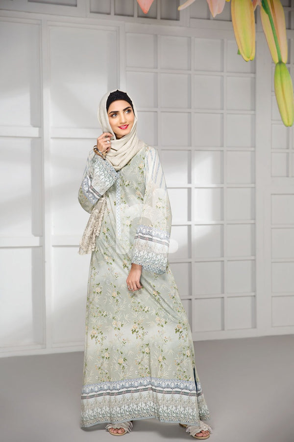 DS19-161 Grey Digital Printed Stitched Lawn Jalabiya - 1PC - Nishat Linen UAE