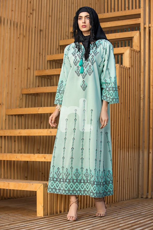 DS19-37 Green Printed Stitched Lawn Jalabiya - 1PC - Nishat Linen UAE