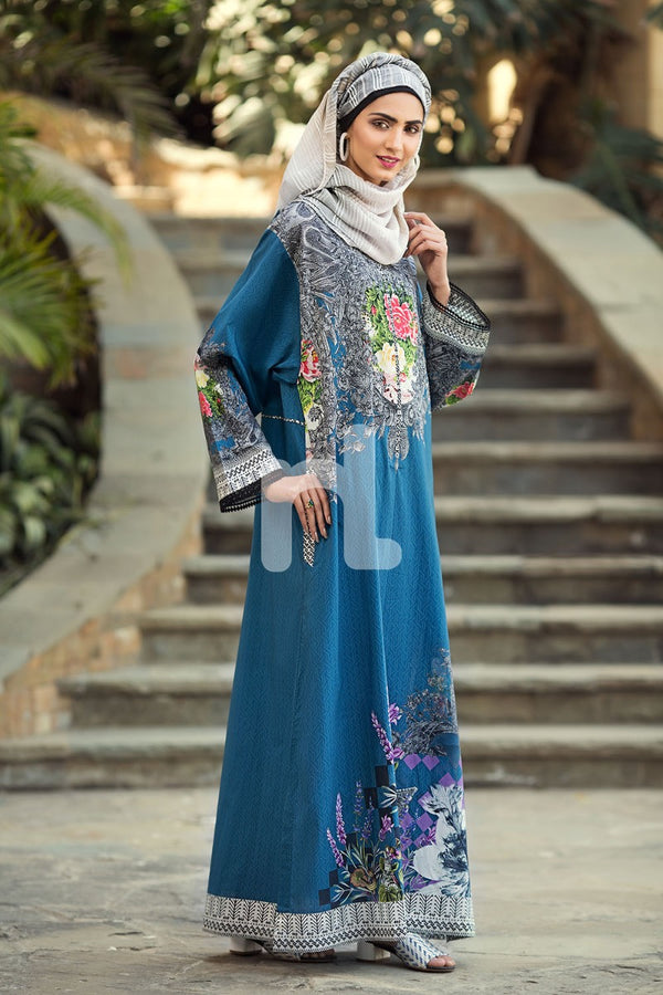 DS19-71 Blue Digital Printed Stitched Jalabiya - 1PC - Nishat Linen UAE