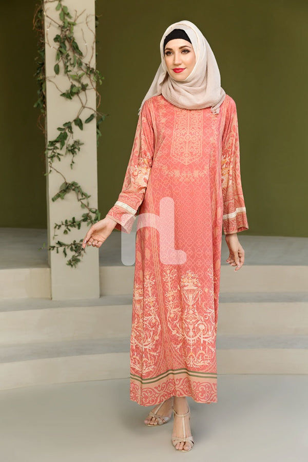 DSW19-73 Orange Digital Printed Stitched Lawn Jalabiya - 1PC - Nishat Linen UAE