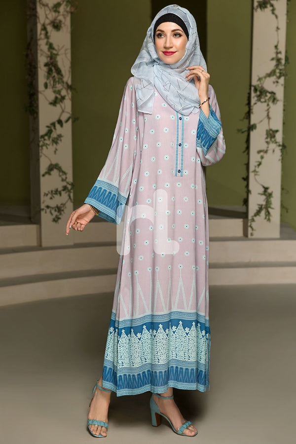 DSW19-80 Pink Digital Printed Stitched Lawn Jalabiya - 1PC - Nishat Linen UAE